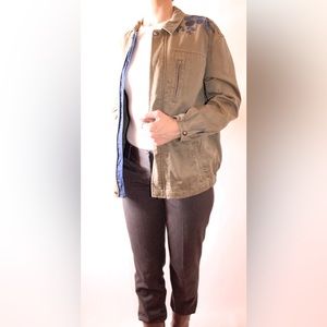 Scotch & Soda Amsterdam Blauw Green Zipper Jacket with Embroidery Large